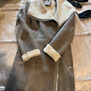 Blue Duck Brown/Gray Genuine Shearling Leather Jacket Size XS